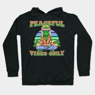 Peaceful Vibes Only Hippie Alien Vintage Ufos Hoodie